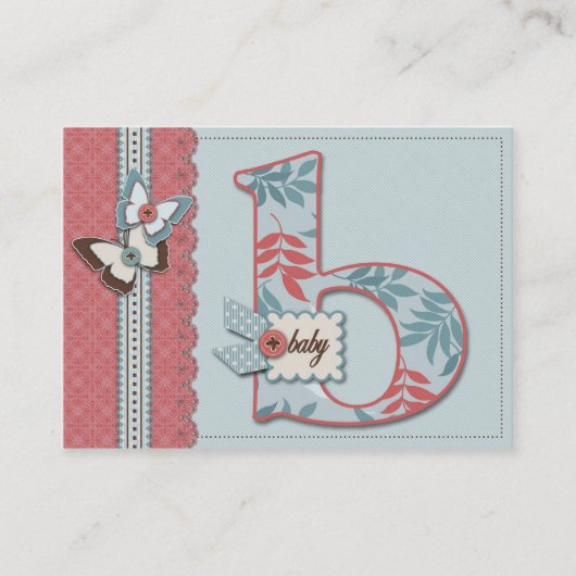 B is voor Baby-herinneringskaart Visitekaartje (Voorkant)