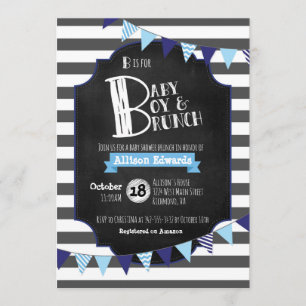 B is voor Baby, Jongen & Brunch Shower Uitnodiging