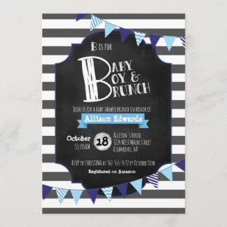B is voor Baby, Jongen & Brunch Shower Uitnodiging