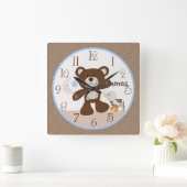 B is voor Baby van Beer/Teddy Kind Nursery Clock Vierkante Klok (Huis)