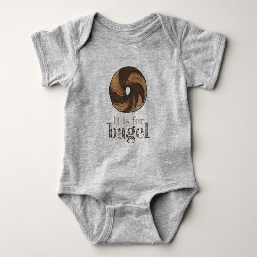 B is voor Bagel Marble Rye Foodie Letter B Alphabe Romper (Voorkant)