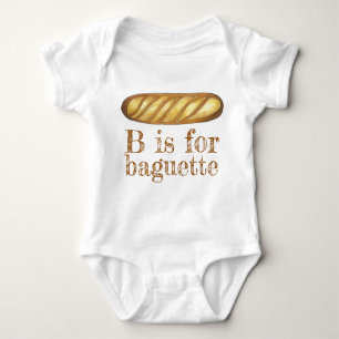 B is voor BAGUETTE French Bread Loaf Alphabet ABCs Romper