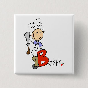 B is voor Baker T-shirts en cadeaus Vierkante Button 5,1 Cm