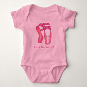 B is voor Ballet Pink Pointe Toe Shoes Dancer Romper