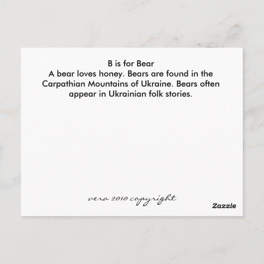 B is voor Beer Briefkaart (Achterkant)