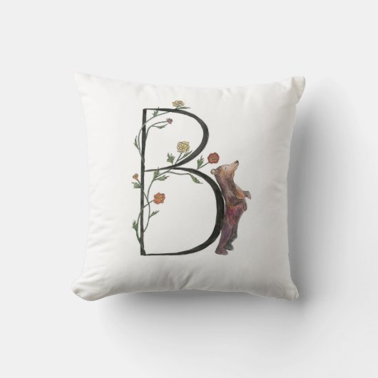 B is voor Beer en Begonias Pillow! Kussen (Voorkant)