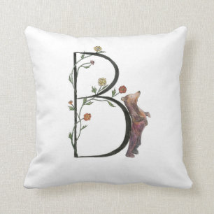 B is voor Beer en Begonias Pillow! Kussen