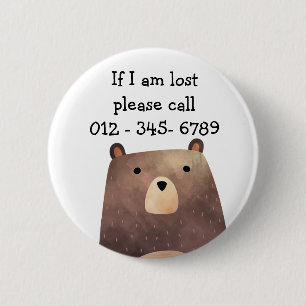 B is voor Beer, noodcontact voor kinderen Ronde Button 5,7 Cm