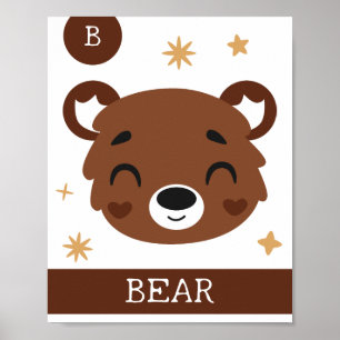 B is voor Beer, Peuterkamer, Slaapkamer, Kinderen  Poster