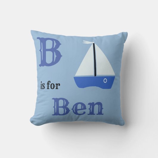 B is voor Ben baby jongen Worpkussen Kussen (Voorkant)