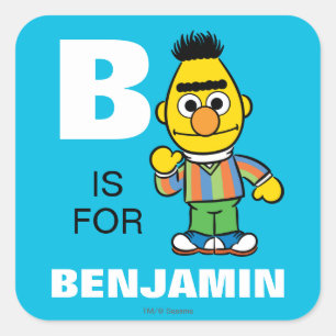 B is voor Bert   Voeg je naam toe Vierkante Sticker