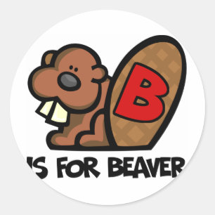 B is voor bever ronde sticker