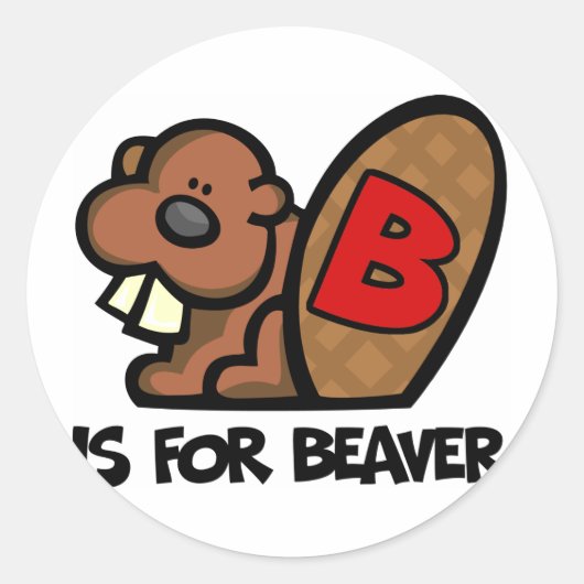 B is voor bever ronde sticker (Voorkant)