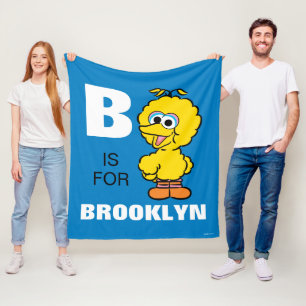 B is voor Big Bird   Jouw namen toevoegen Fleece Deken