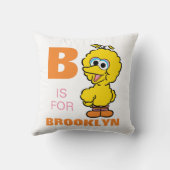 B is voor Big Bird | Jouw namen toevoegen Kussen (Achterkant)