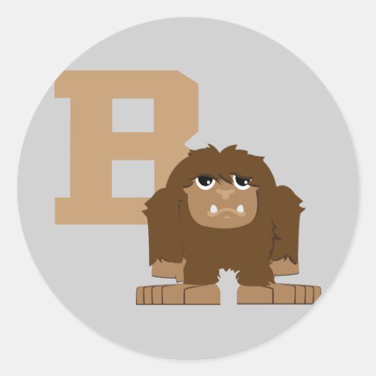 B is voor Bigfoot Ronde Sticker (Voorkant)