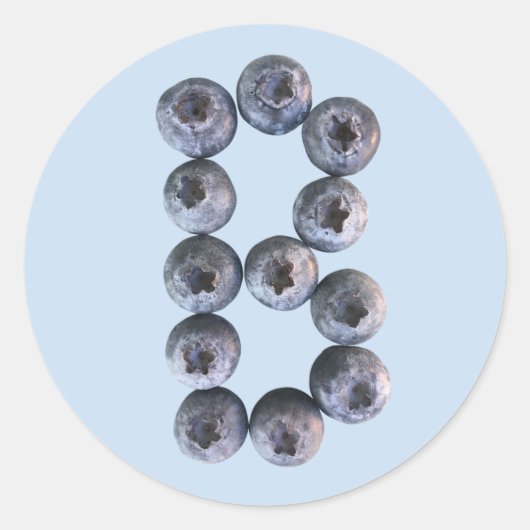 B is voor bosbessen - echte bosbessen ronde sticker (Voorkant)