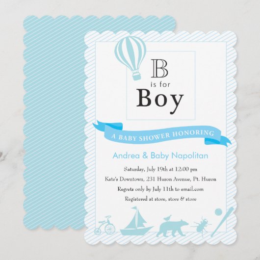 B is voor Boy | Babyschoenen Kaart (Voorkant / Achterkant)