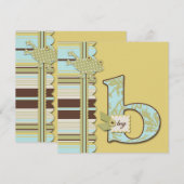B is voor Boy Invitation Square Kaart (Voorkant / Achterkant)