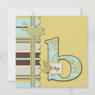 B is voor Boy Invitation Square Kaart