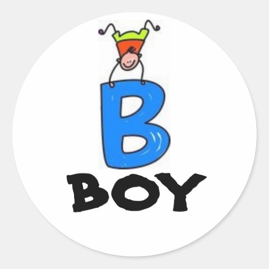 "B" is voor BOY Ronde Sticker (Voorkant)