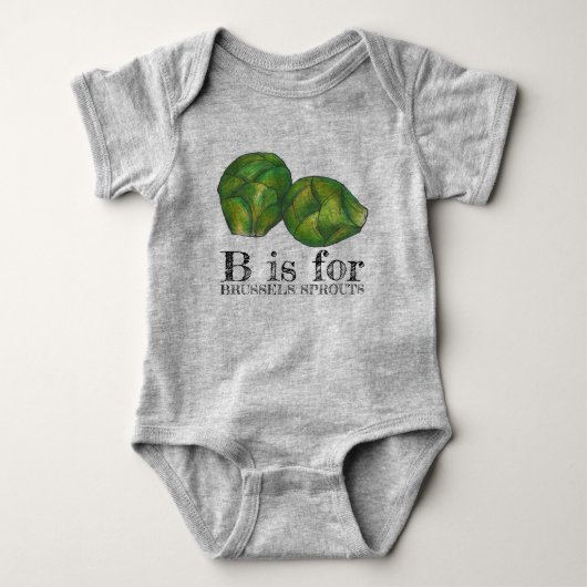 B is voor BRUSSEL SPROUTS Green Veggie Alphabet B Romper (Voorkant)