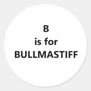 b is voor bull mastiff.png ronde sticker