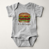 B is voor Burger Letter B Hamburger Cheeseburger Romper (Voorkant)