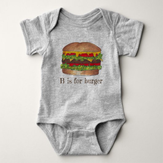 B is voor Burger Letter B Hamburger Cheeseburger Romper (Voorkant)