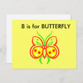 "B" is voor een Butterfly Alphabet Flashcard Briefkaart (Voorkant / Achterkant)