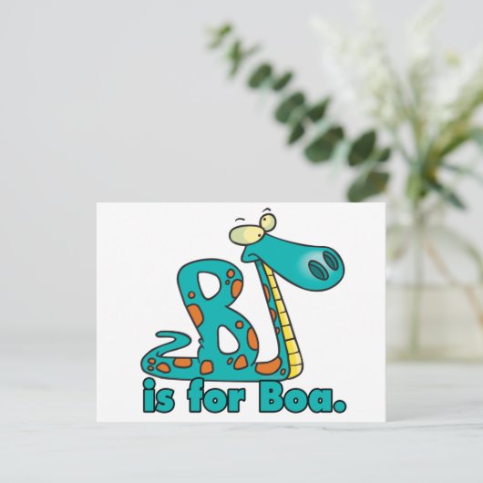 B is voor gekke slangenslang met boa constrictor c briefkaart (Staand voorkant)