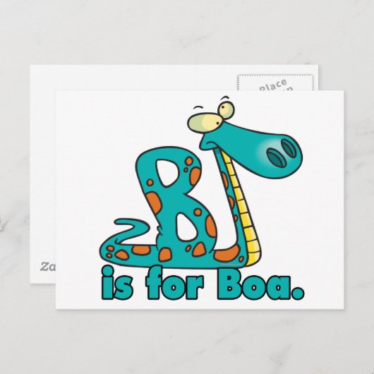 B is voor gekke slangenslang met boa constrictor c briefkaart (Voorkant / Achterkant)