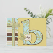 B is voor Jongen Uitnodiging (Staand voorkant)