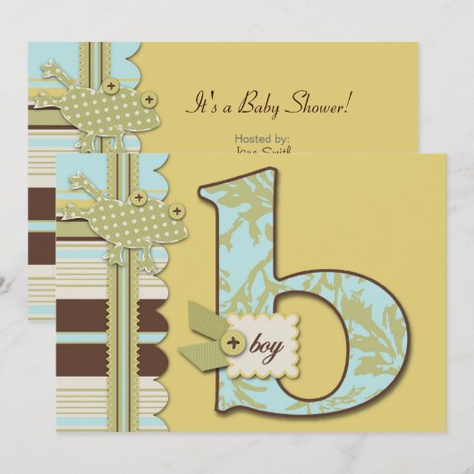 B is voor Jongen Uitnodiging (Voorkant / Achterkant)