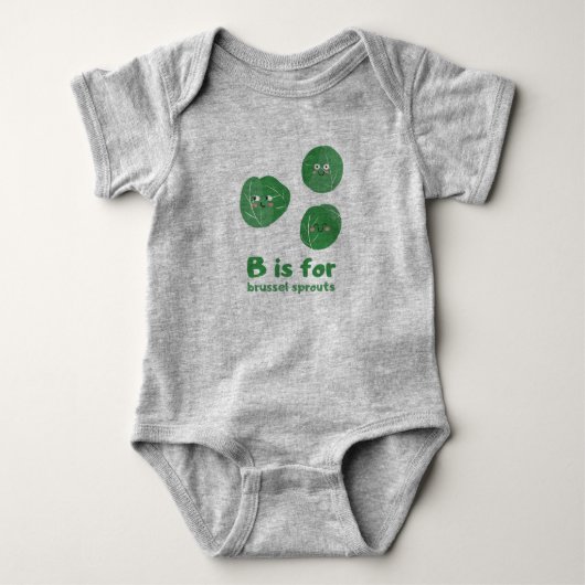 B is voor spruitjes - Groen veggie Alfabet B Romper (Voorkant)