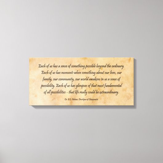 B J Palmer Buitengewone Life Chiropractic Canvas Afdruk (Voorkant)