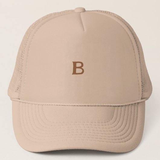 B Letter gedrukt Monogram Initiaal Trucker Hoed Pet (Voorkant)