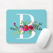 B Letter Initiaal Monogram Bloem Motief Aangepaste Muismat (Met muis)