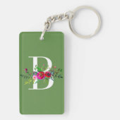 B Letter Initiaal Monogram Bloem Motief Eigen Kleu Sleutelhanger (achterkant)