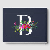 B Letter Initiaal Monogram Bloemen Naam Bruiloft Gastenboek (Achterkant)