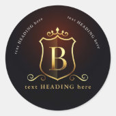 B - Letter Monogram Ronde Sticker (Voorkant)