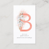 B Letter Monogram White Orchids and Pampas Grass Visitekaartje (Voorkant)
