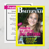 B Mitzvah Magazine Uitnodiging, B'not Kaart (Voorkant / Achterkant)