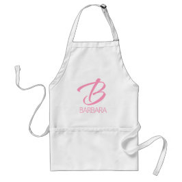 B Monogram Aangepast roze Standaard Schort
