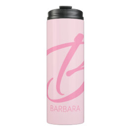 B Monogram Aangepast roze Thermosbeker