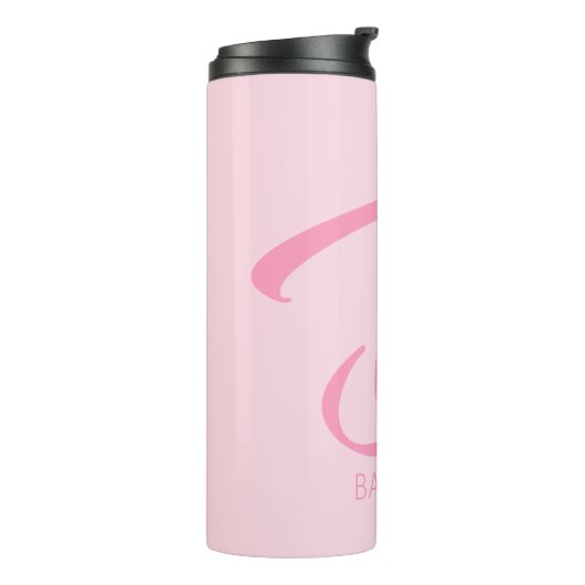 B Monogram Aangepast roze Thermosbeker (Gedraaid links)