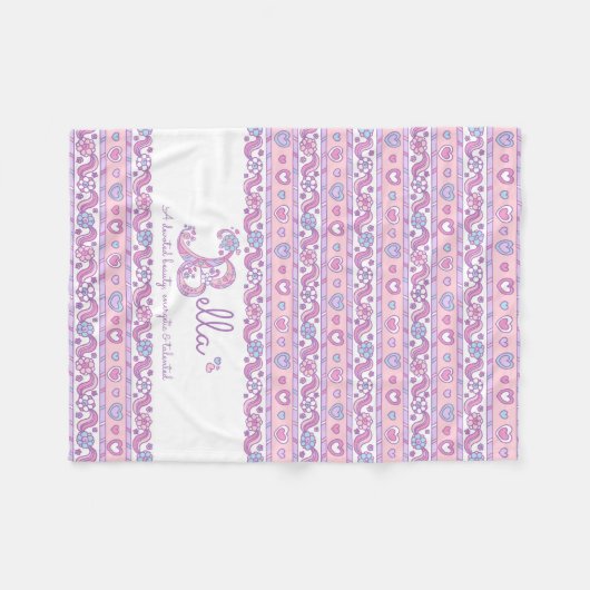 B monogram aangepaste naam betekent Bella deken (Voorkant (Horizontaal))