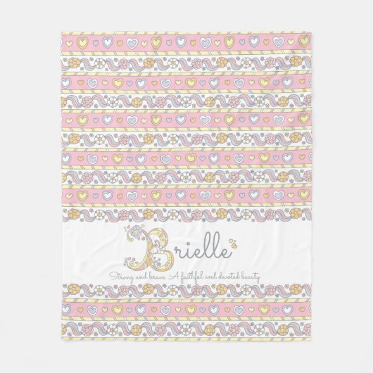 B monogram aangepaste naam betekent Brielle Fleece Deken (Voorkant)