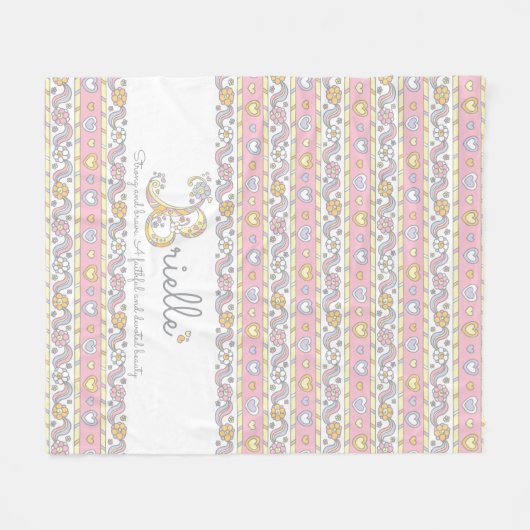 B monogram aangepaste naam betekent Brielle Fleece Deken (Voorkant (Horizontaal))