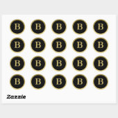 B:: Monogram B Elegante Gouden en Zwarte Stickers (Vel)